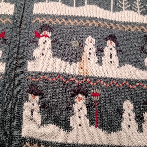 Woolrich Sweater Full Zip Up Cardigan With Snowmen - Picture 3 of 9